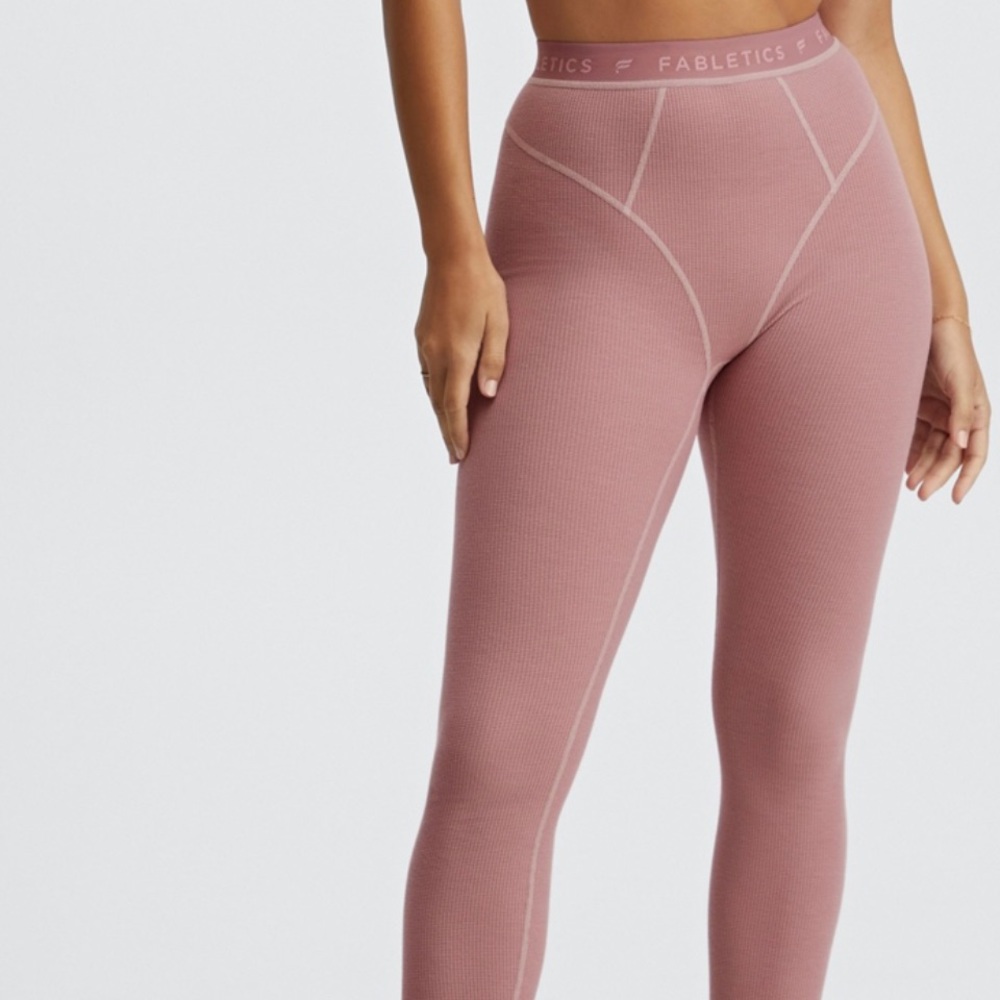 Fabletics Waffle High-Waisted Leggings in Terra Pink